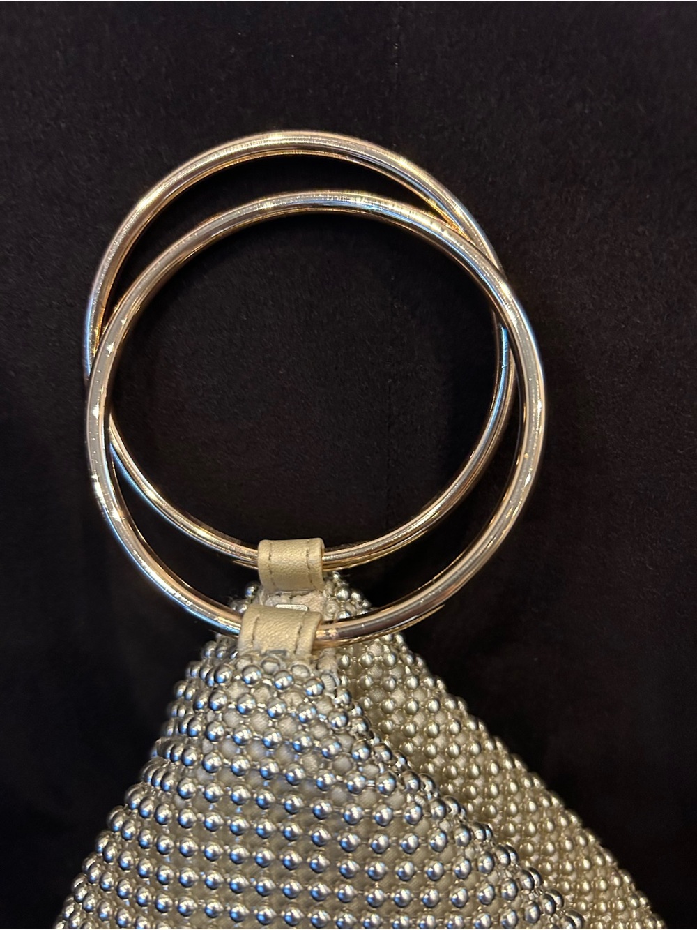 Olga Berg Bianca Ball Mesh Handle Bag in Gold - Picture 5 of 7